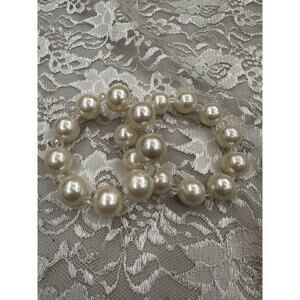 Vintage Style 70's Ivory Look .75” Bead Stretch Bracelets Set Of 2